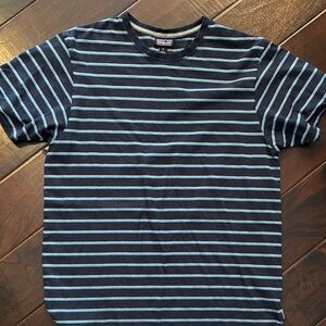 Patagonia Navy and Light Blue Striped Crew Tee